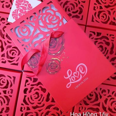 Bộ túi hộp socola Hoa Hồng (16 ô)