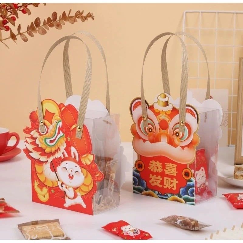 Hộp quai xách Tết Thỏ Rồng Múa Lân (5 hộp)
