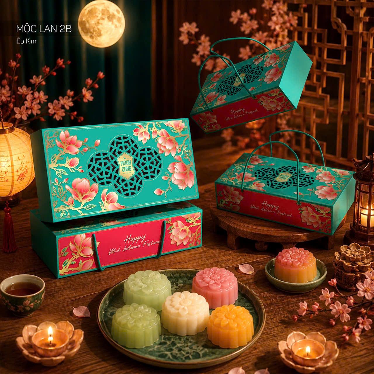 Hộp trung thu 2 bánh 150g - 250g Mộc Lan.