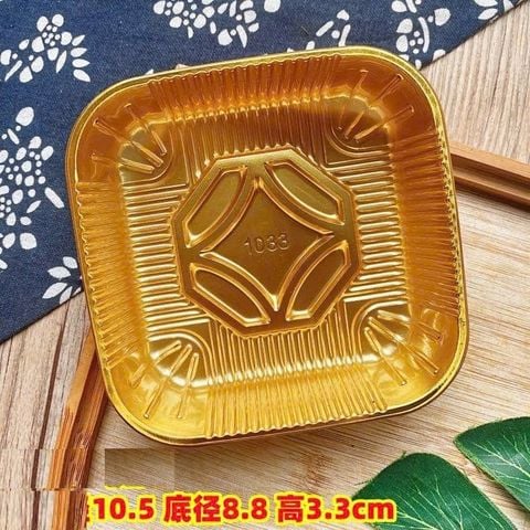 Khay trung thu nhựa 250g vuông vàng (lốc 100) - khay số 10.5.