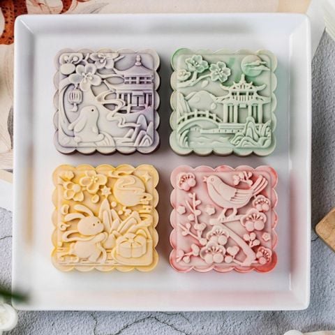 Khuôn trung thu 150g 4 mặt vuông Thỏ Ngọc.