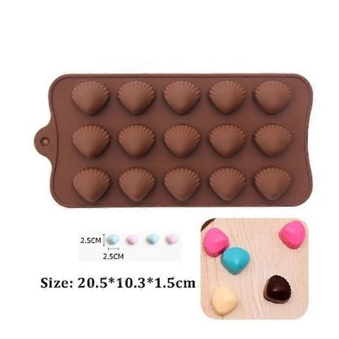 Khuôn silicon nâu 15 vỏ sò