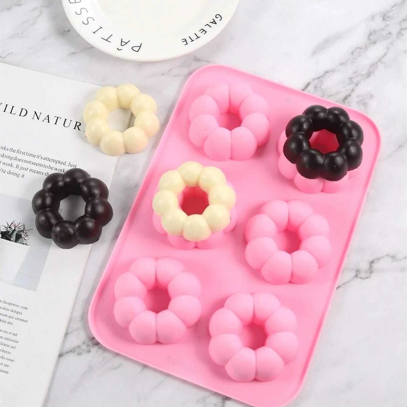 Khuôn silicon 6 donut vòng hoa