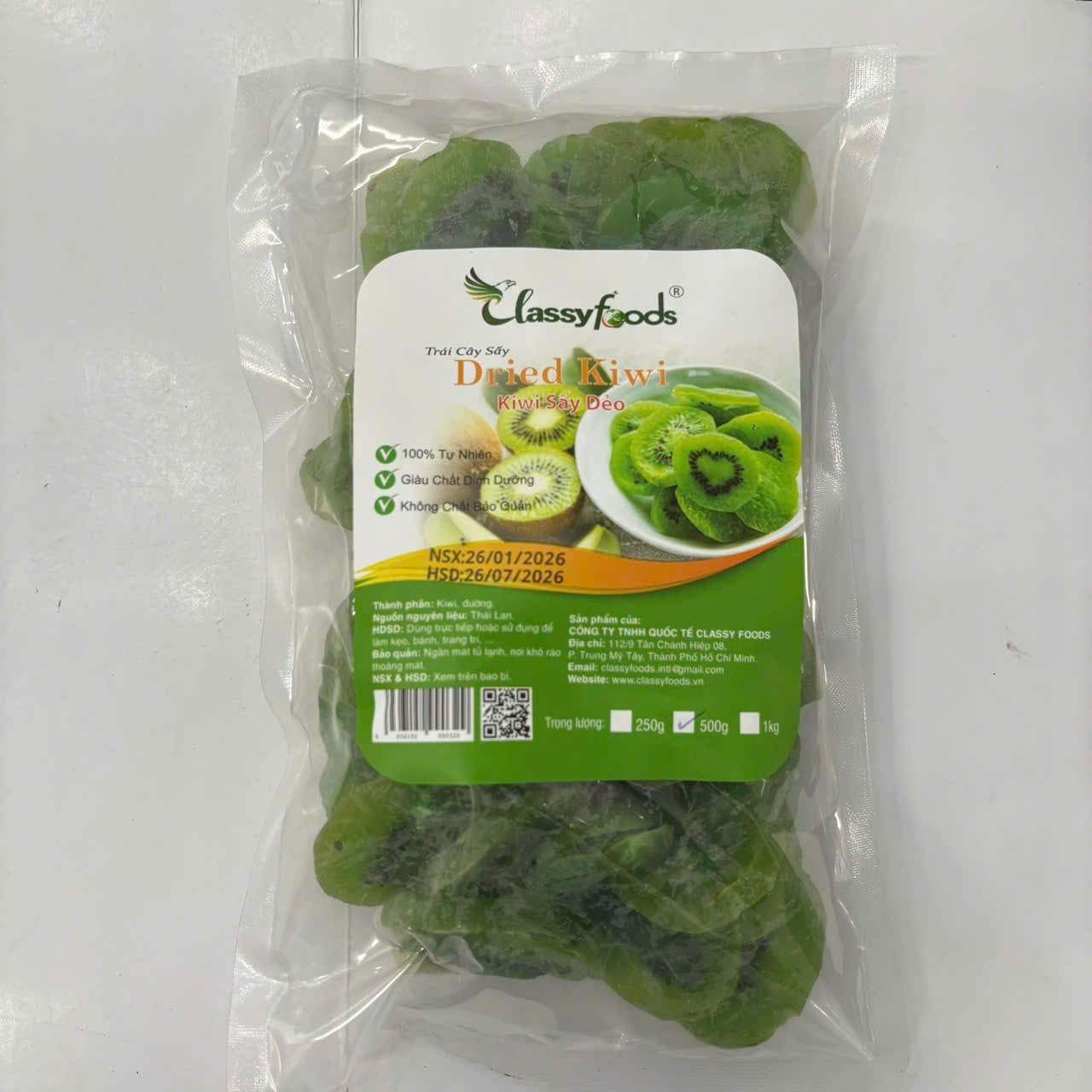 Trái Kiwi sấy dẻo Classy foods 500gr.