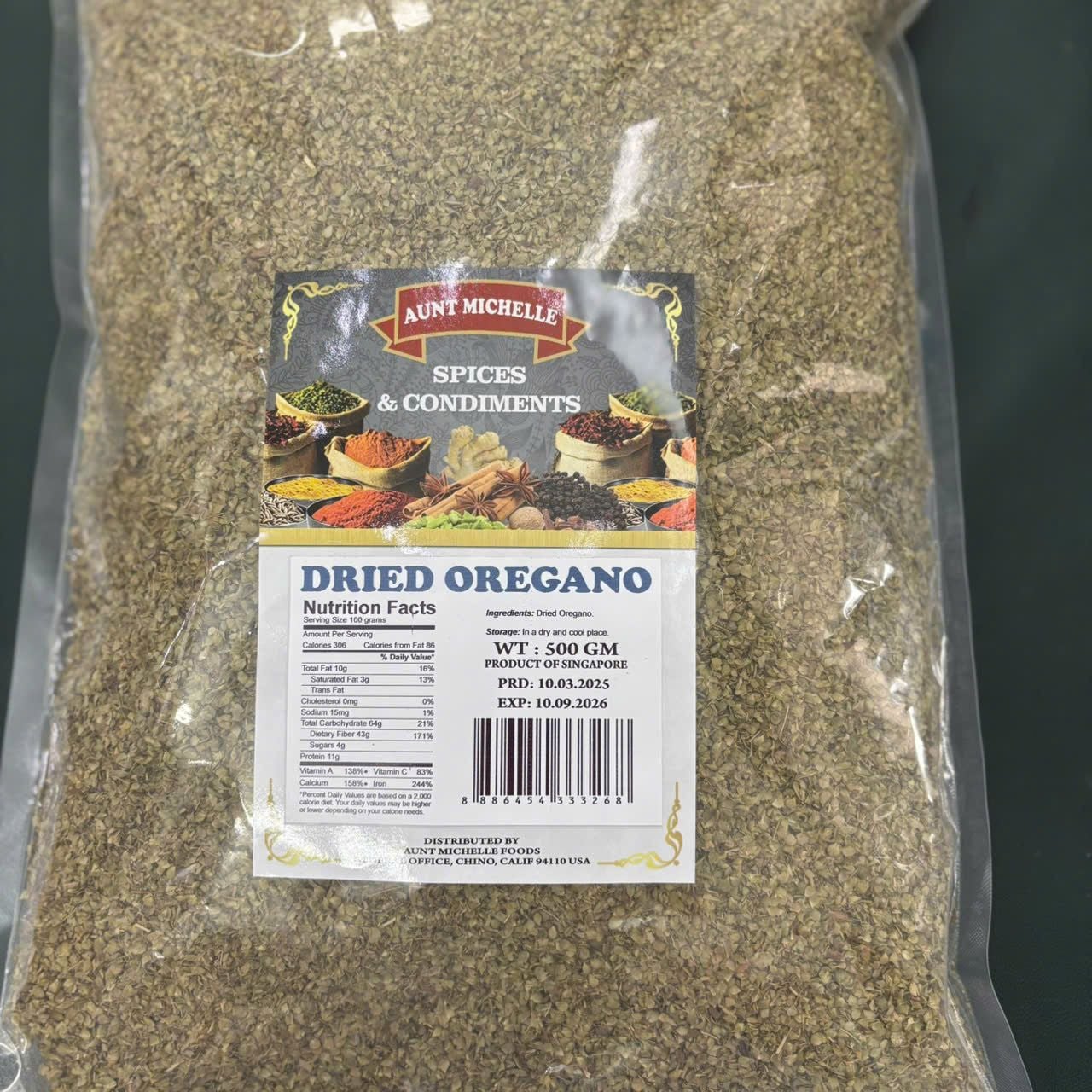 Lá Oregano khô nghiền Aunt michelle 500gr