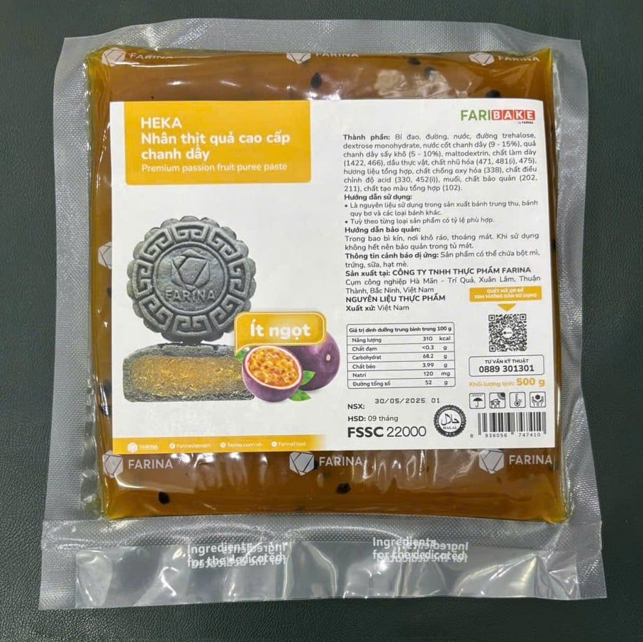 Nhân thịt quả cao cấp chanh dây Farina Heka 500gr