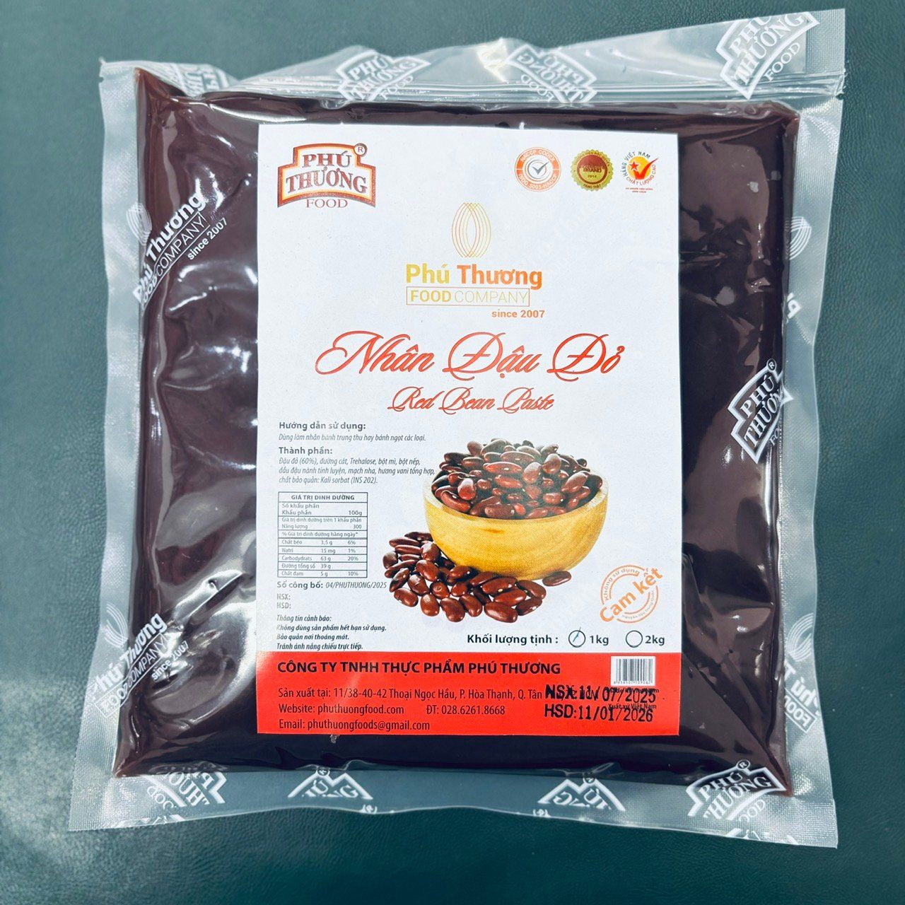 Nhân trung thu đậu đỏ Phú Thương food 1kg