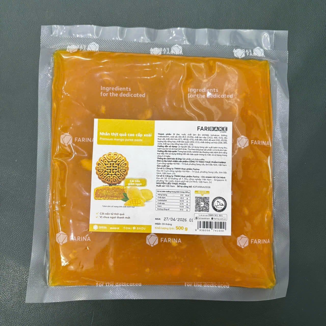 Nhân thịt quả cao cấp xoài Farina 500gr.