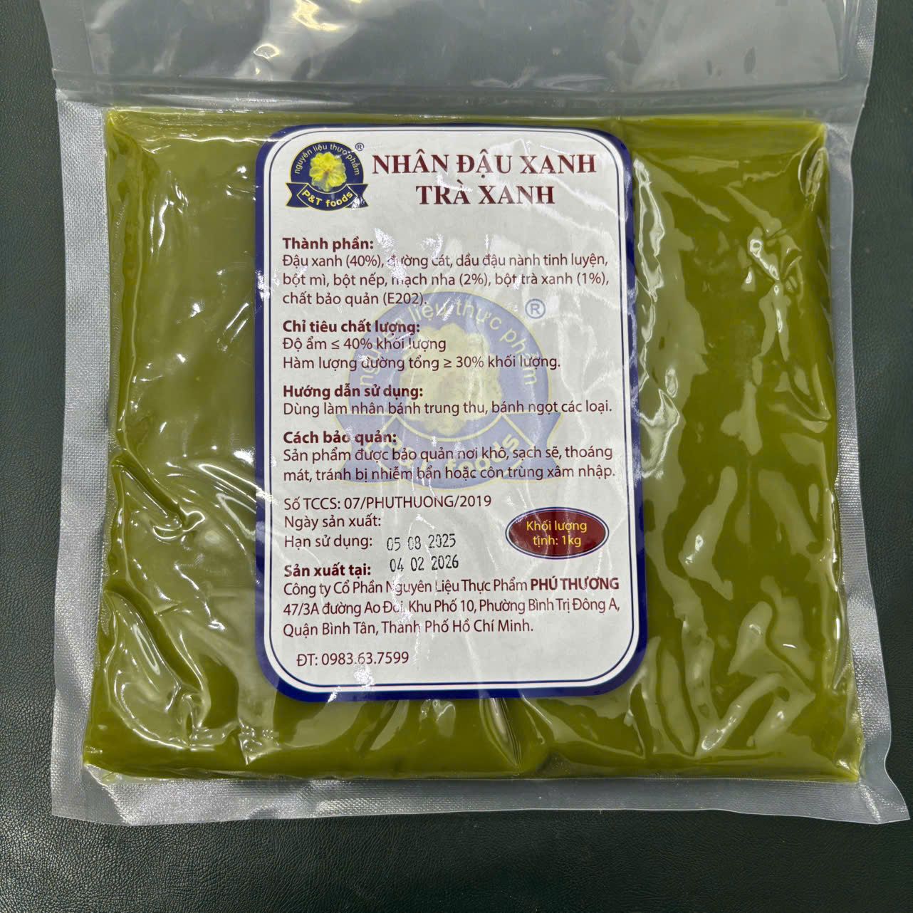 Nhân trung thu đậu xanh tra xanh Phú Thương 1kg.