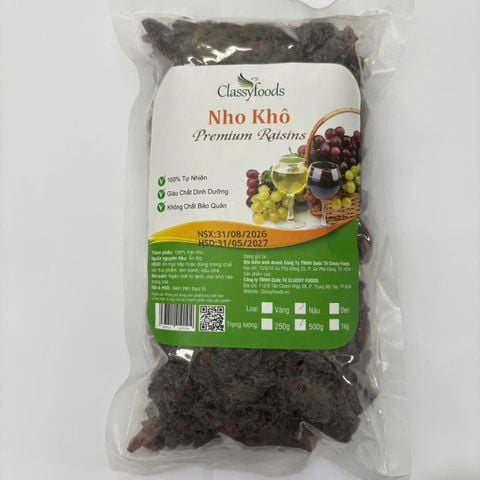 Nho khô nâu Classy foods 500gr.