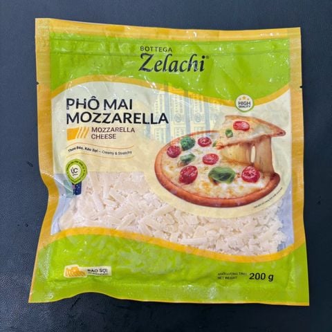 Phô mai bào Mozzarella Bottega Zelachi 200g.