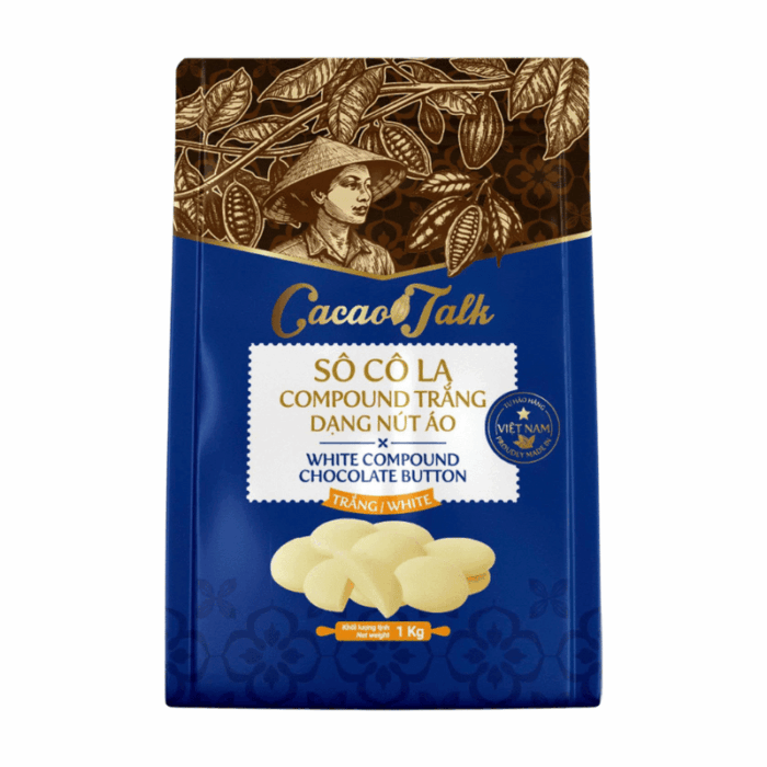 Sô cô la Compound trắng dạng nút áo Cacao talk 1kg.