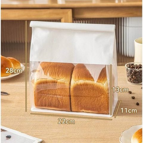 10 túi đựng bánh mì sandwich trắng cửa sổ lớn.