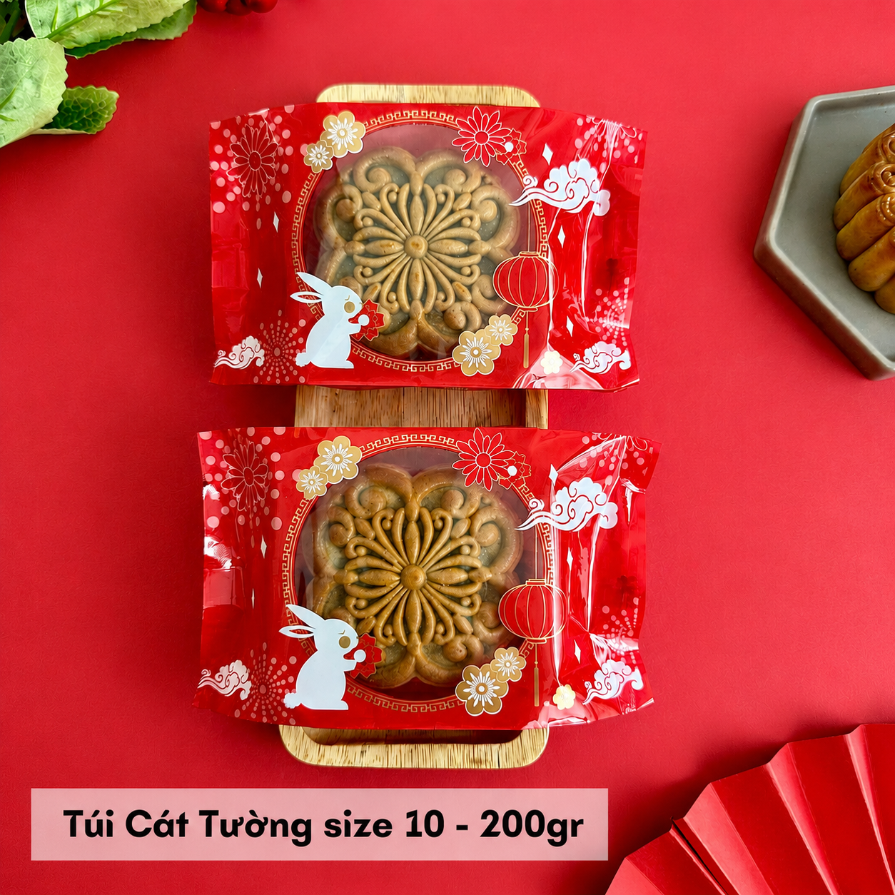 Túi hàn trung thu 200g Thỏ Đỏ Cát Tường (10x17cm).