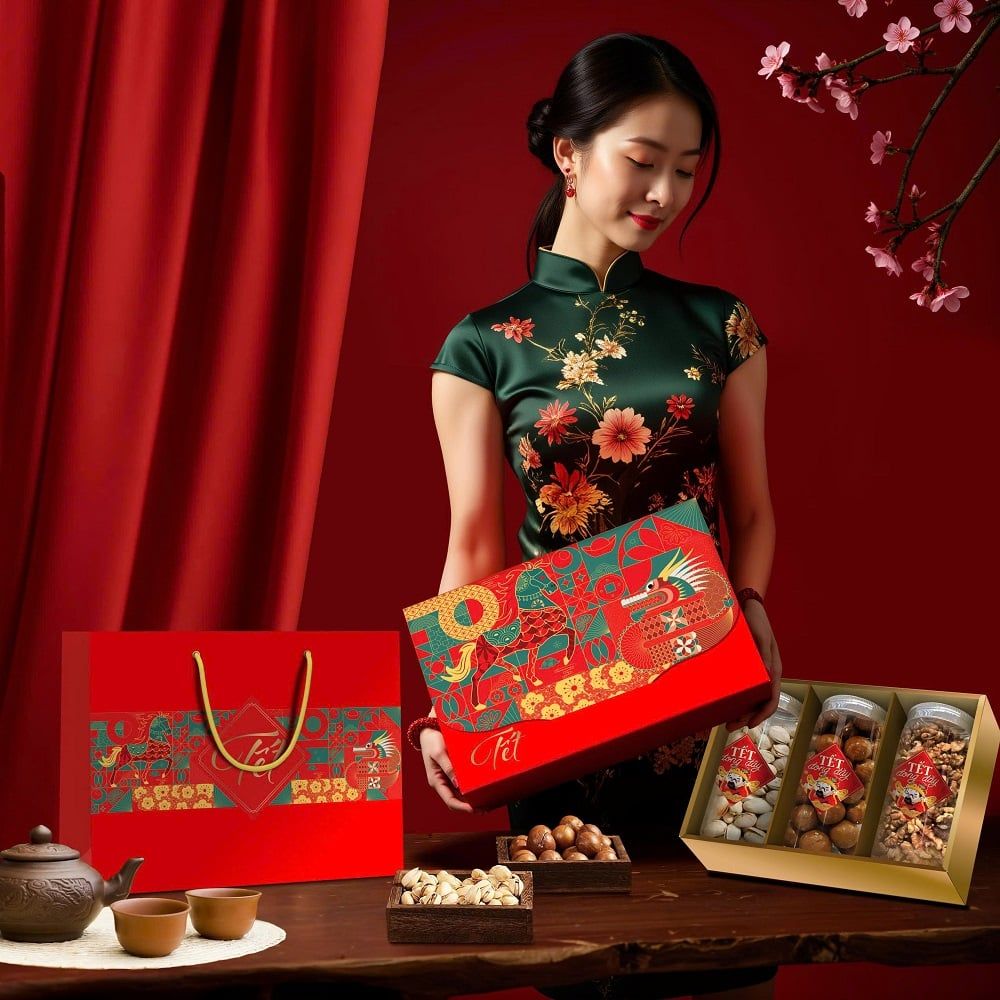 Bộ túi hộp tết Xuân Vượng