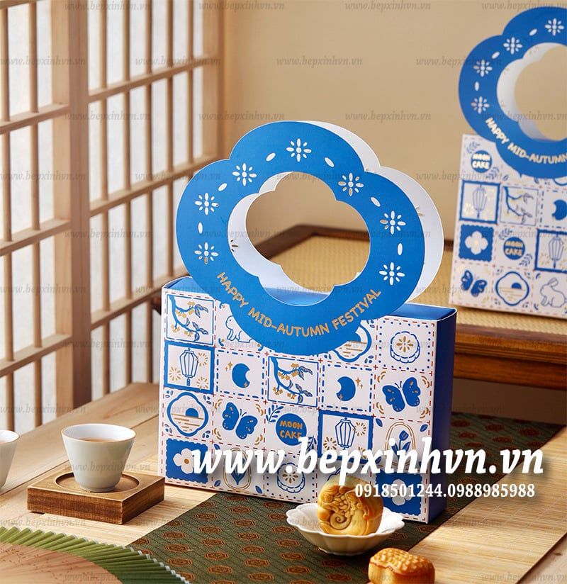 Hộp trung thu 6 bánh 80g Moon Cake Xanh (Set 5 hộp)