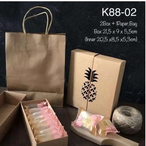 Bộ túi hộp đựng bánh dứa Ghép Đôi (18 bánh)