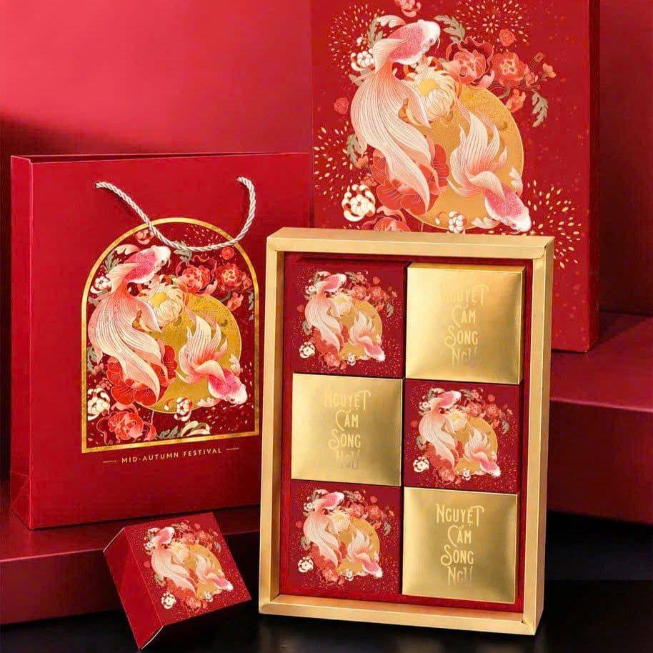 Hộp trung thu 6 bánh 150g - 250g Nguyệt Cẩm Song Ngư