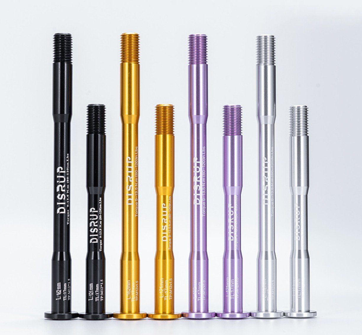 Ti đùm xe đạp nhôm CNC DISRUP 12mm ren 1.5mm dài 121 / 125 / 162 / 165 / 168 / 171 / 173 / 175mm