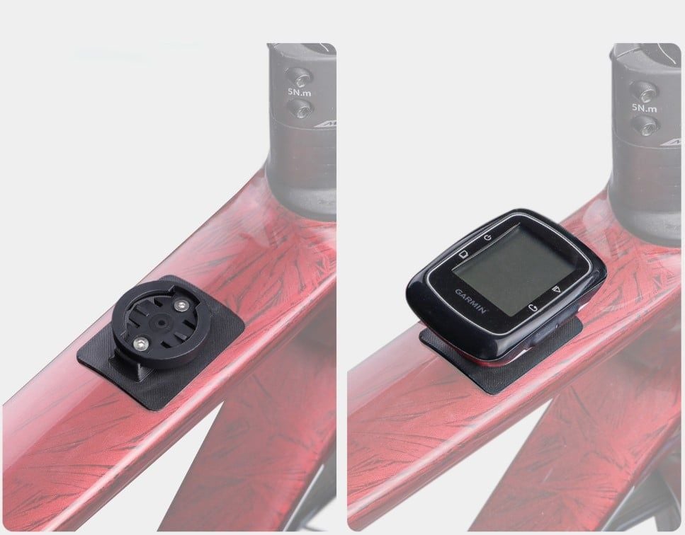 Bát gắn đồng hồ tốc độ / phụ kiện đuôi tròn Garmin lên sườn xe đạp sử dụng keo dán / bắt ốc lỗ sườn MT111
