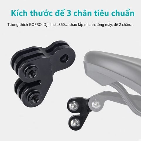  Bát chuyển đuôi 3 chấu GoPro từ 1 đế sang 2 đế MT113 ( Nhôm ) 