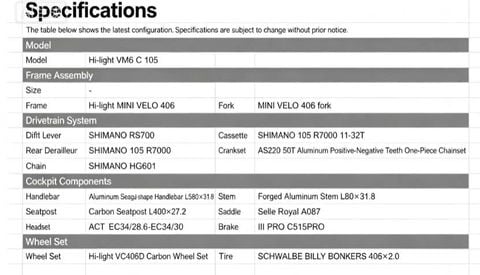  Xe đạp Hi-Light Mini Velo 406 20 inch group Shimano 105 R7000 