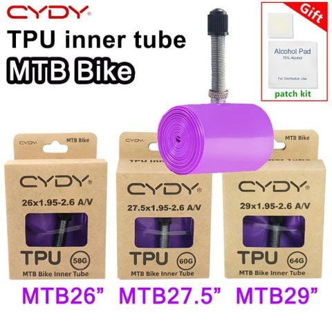  Ruột xe đạp TPU 58 gram CYDY 26 / 27.5 / 29 1.95 - 2.6 Van Mỹ 45mm 