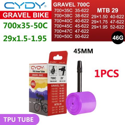  Ruột xe đạp TPU 46 gram CYDY 700 35 - 50 / 29 1.5 - 1.95 Van Pháp 45mm / 65mm 