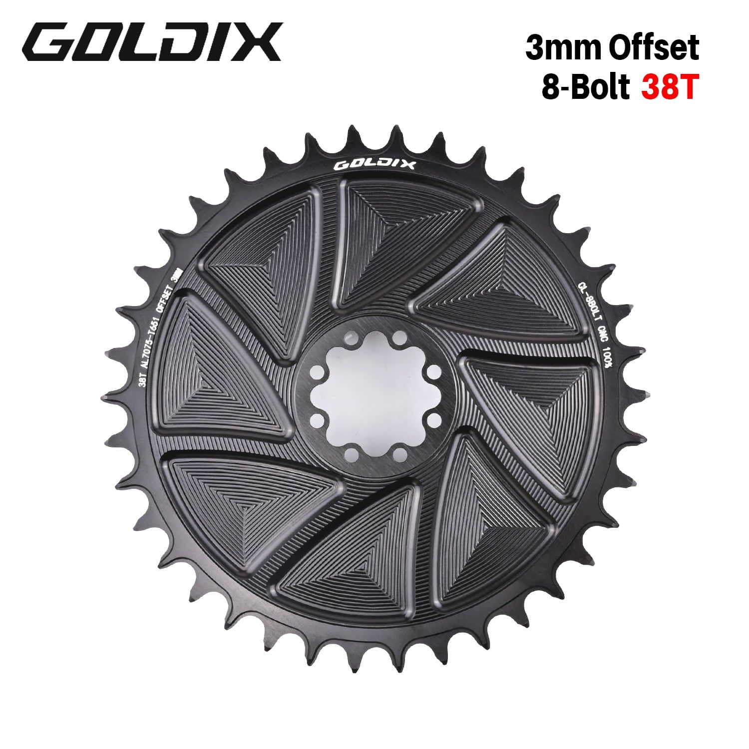Dĩa xe đạp Goldix TS01 dành cho giò SRAM T-Type 8 ốc offset 3mm 34 / 36 / 38 / 40T / 42T