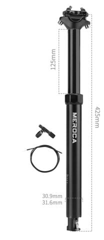  Cốt yên tăng giảm xe đạp Meroca 27.2 / 30.9 / 31.6 hành trình 125mm dài 425mm 