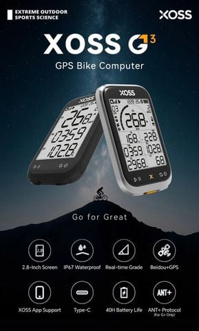 Đồng hồ tốc độ xe đạp XOSS G3 màn hình 2.8 inch ( không hỗ trợ cảm biến ) 