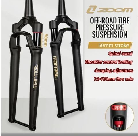  Phuộc nhún xe đạp gravel ZOOM ADV01 700c / 27.5 12x100 hành trình 50mm 