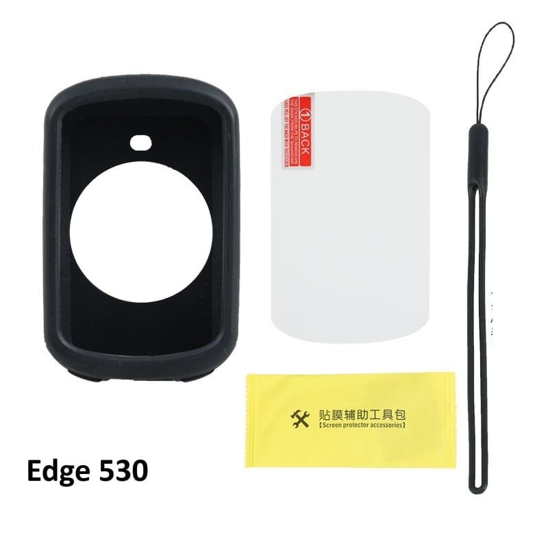 Bộ case cao su bảo vệ đồng hồ xe đạp Garmin Edge 530 kèm kính cường lực và dây đeo