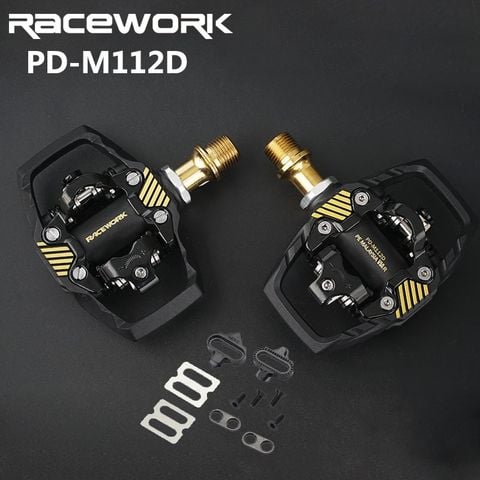  Pedal can xe đạp RaceWork chuẩn SPD MTB 2 mặt can kèm cleat PD-M112D 