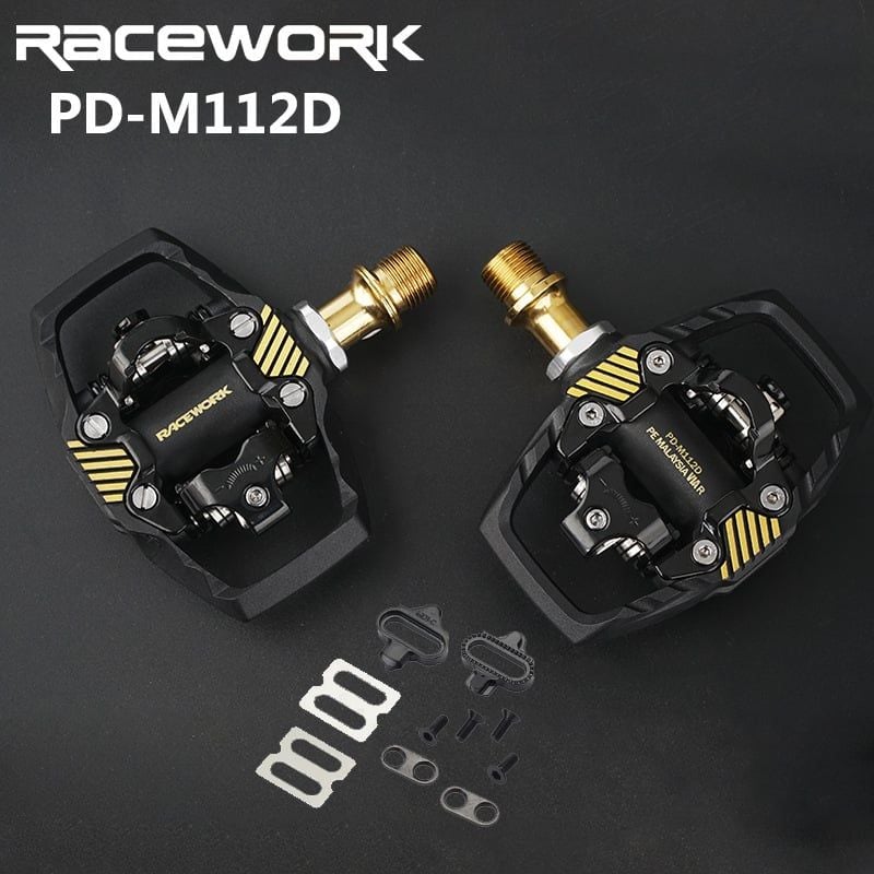 Pedal can xe đạp RaceWork chuẩn SPD MTB 2 mặt can kèm cleat PD-M112D
