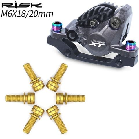  Bộ 4 ốc titan có long dền Risk bắt thắng dầu xe đạp M6 x 20mm RT036 