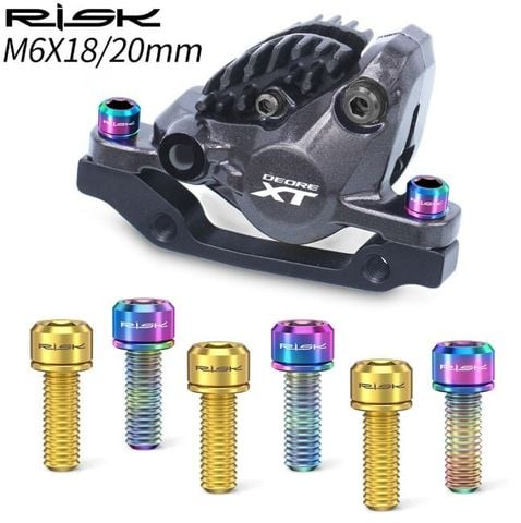 Bộ 4 ốc titan có long dền Risk bắt thắng dầu xe đạp M6 x 20mm RT036 