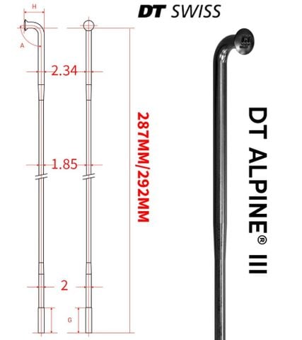 Căm xe đạp DT Swiss Alpine III đầu J 2.0 Triple Butted Ultralight 