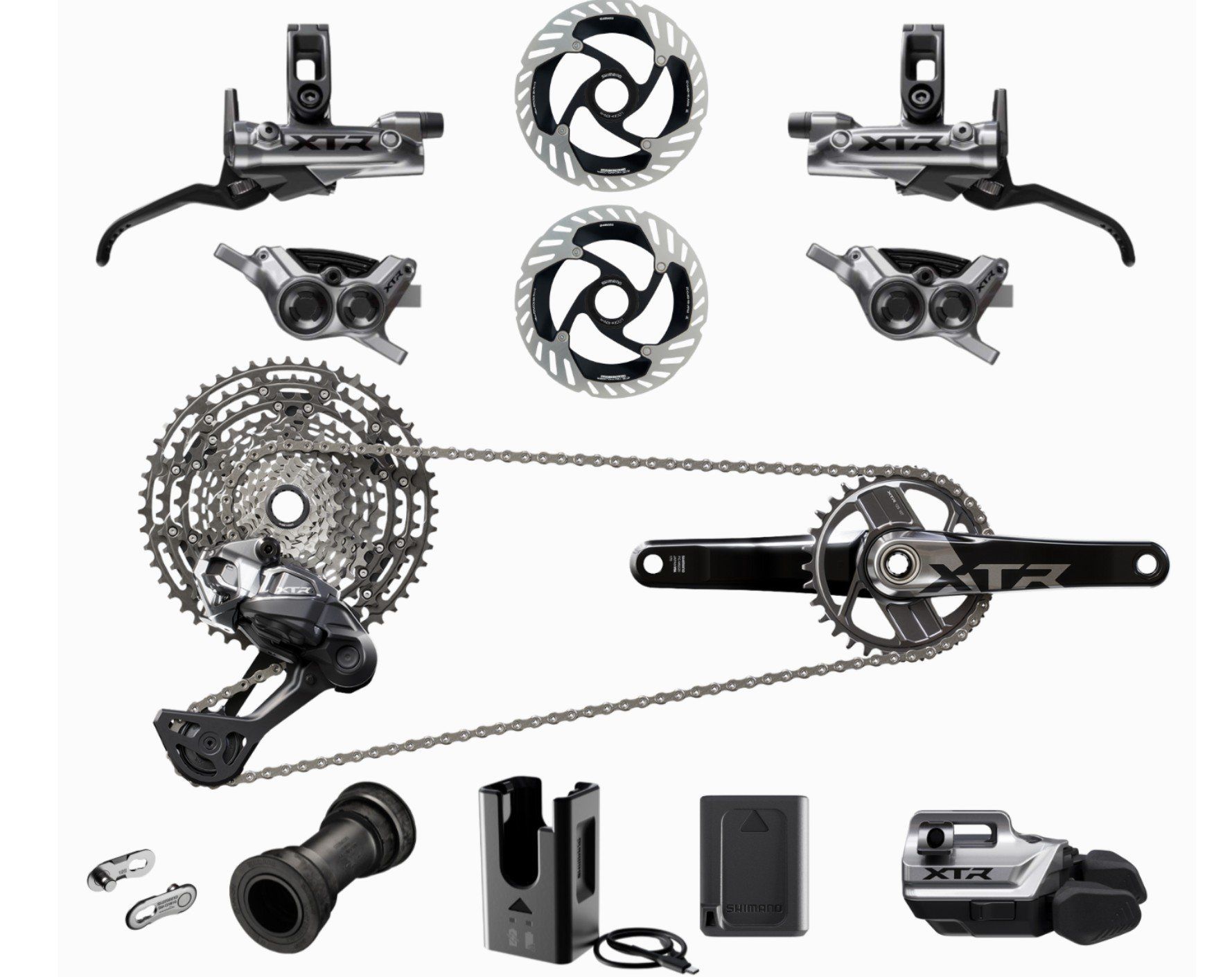 Bộ group xe đạp Shimano XTR Di2 M9250 1x12 Full group gồm bộ thắng M9200 4 piston