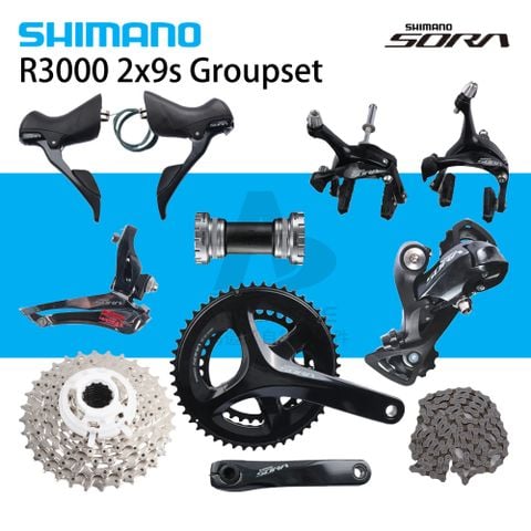  Bộ group xe đạp Shimano Sora R3000 2x9 gồm thắng vành 