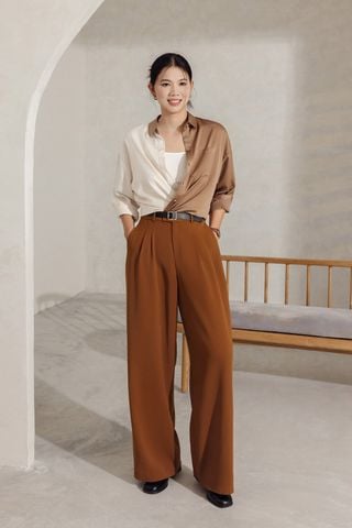 Quần ống rộng chun sườn - V64W21Q001
