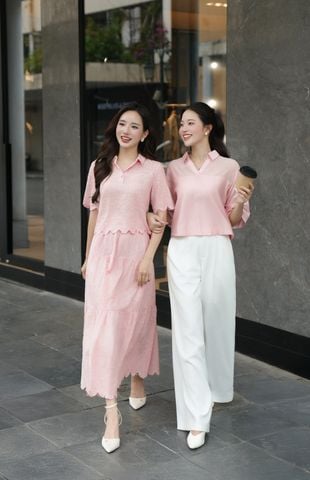 Chân váy dáng xòe; cạp chun nhún tầng - S62L25Q001