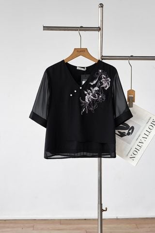 Áo phủ vạt thêu; tay phối - B61B26H003