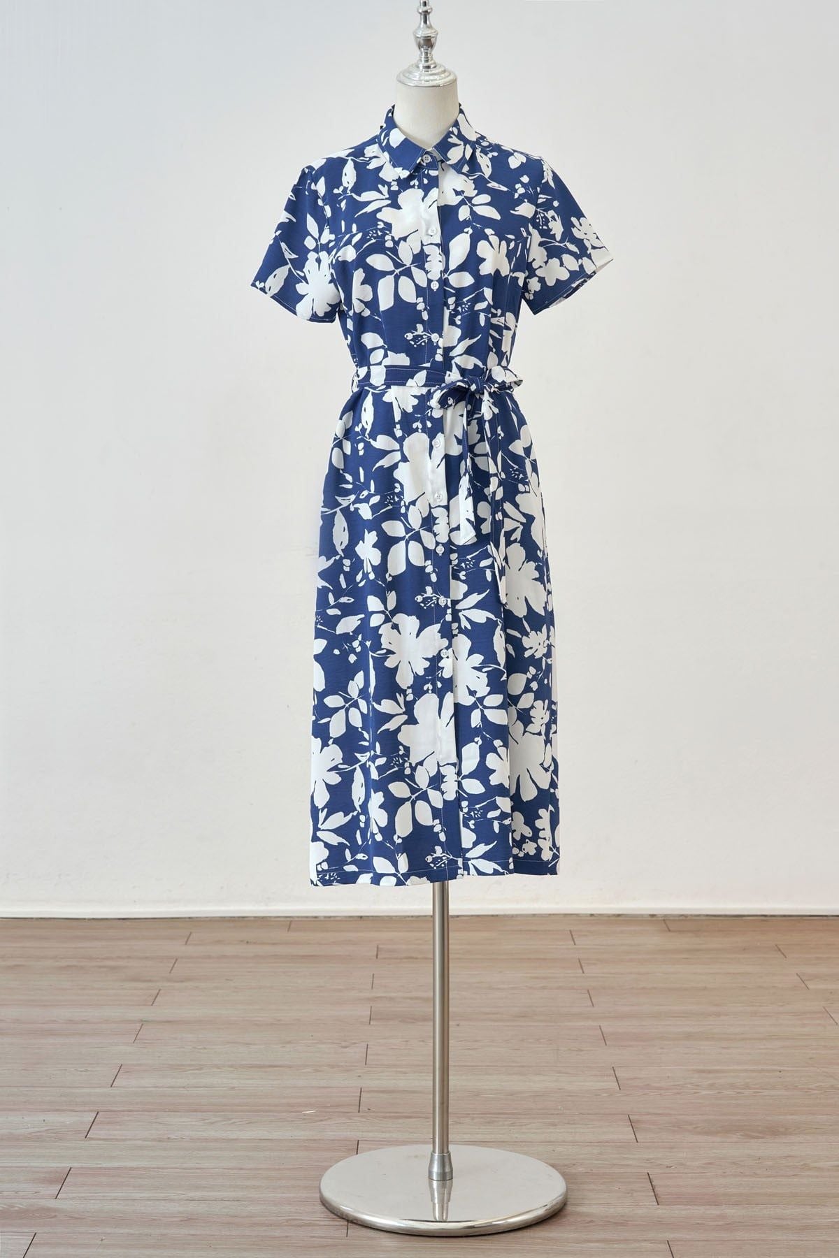 Đầm suông cổ đức buộc nơ eo - B63T25H012