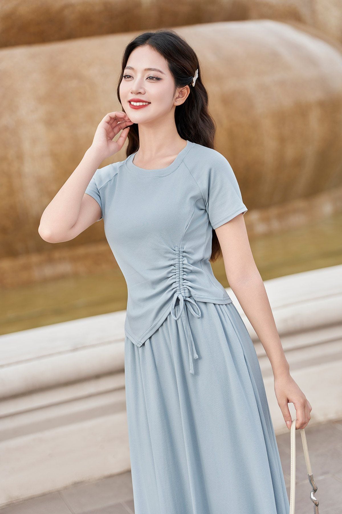 Áo thun tay giác lăng rút chun - D61B25H014