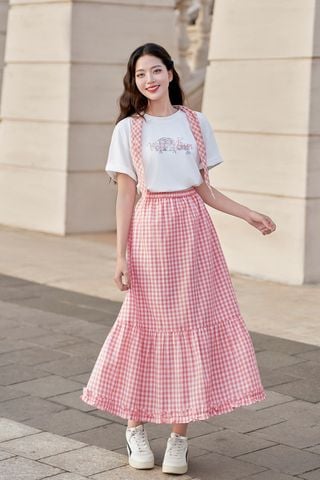 Chân váy xoè cạp chun nhún tầng gấu bèo - D62L26H001