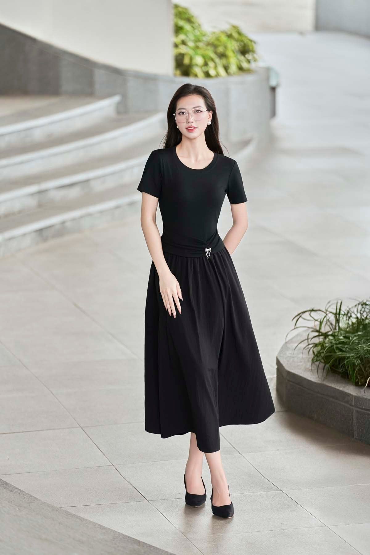 Đầm nhún eo phối tùng váy - D63M25H006