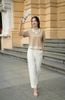 Áo croptop cổ bẻ phối kẻ - H61B25H011