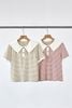 Áo thun kẻ croptop phối cổ tay ngắn - H61B26H001