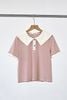 Áo thun kẻ croptop phối cổ tay ngắn - H61B26H001